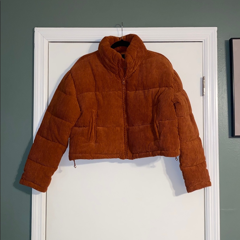 NWOT 7 for All Mankind Burnt Orange Corduroy Puffer Jacket